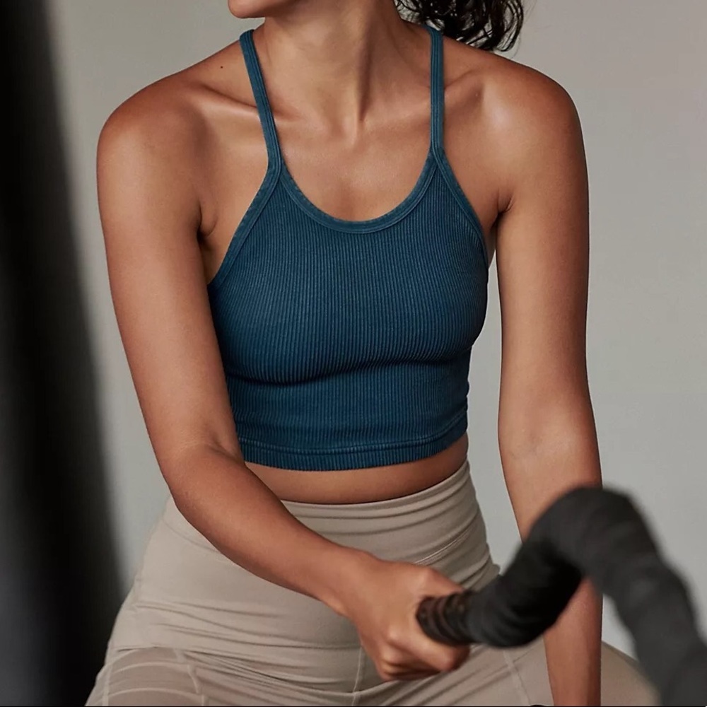 Free People Racer Back Happiness Runs Crop  M/L